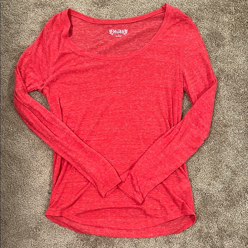 Mudd Pink/Red Fitted Long Sleeve T-Shirt